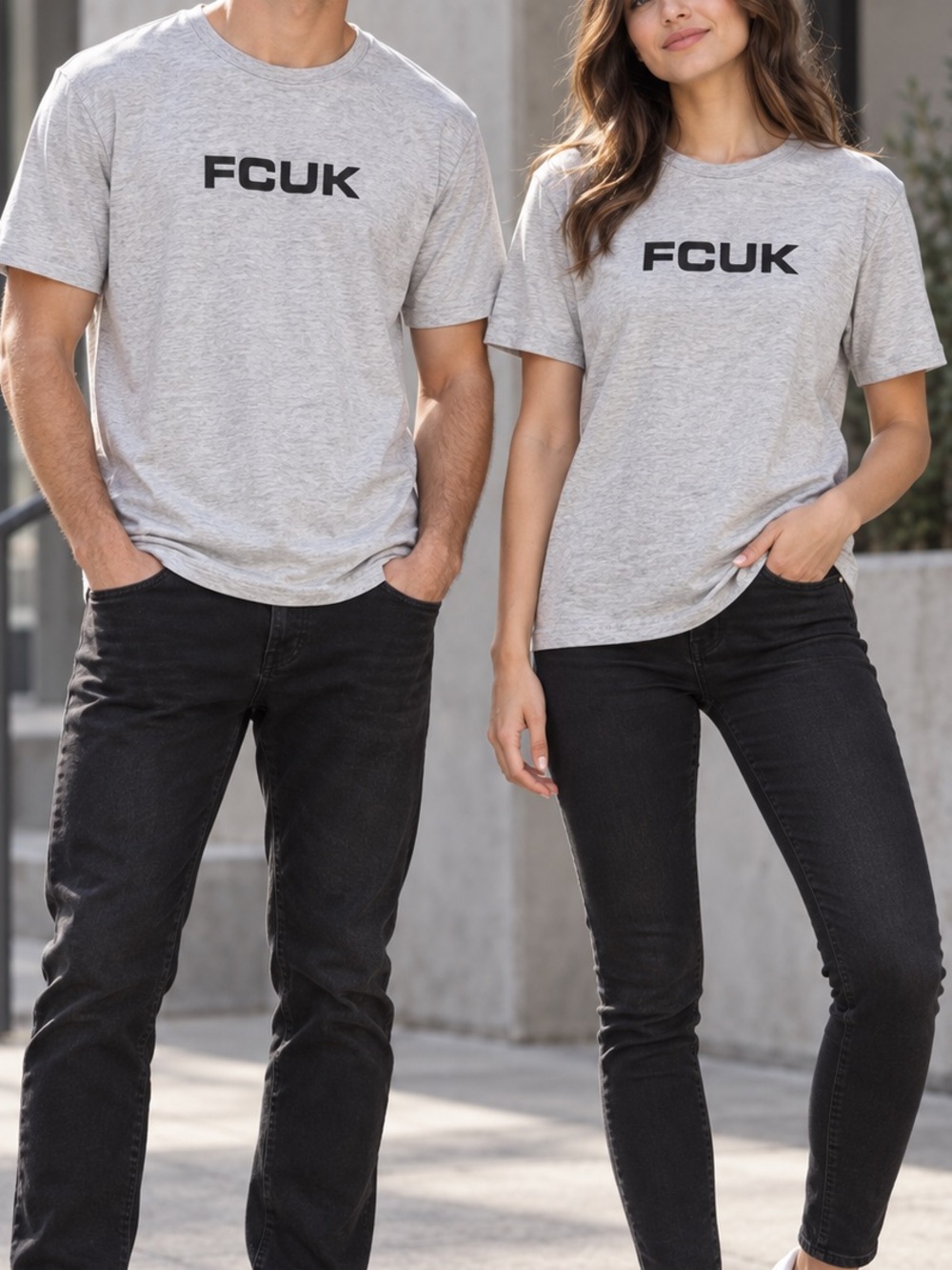 French Connection FCUK-  Unisex Gray Graphic T-Shirt – Size XL
